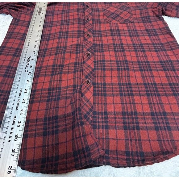 RUE Saint-Patrick Men's Button Down Long Sleeve Plaid Flannel Shirt Red Large - Picture 8 of 9